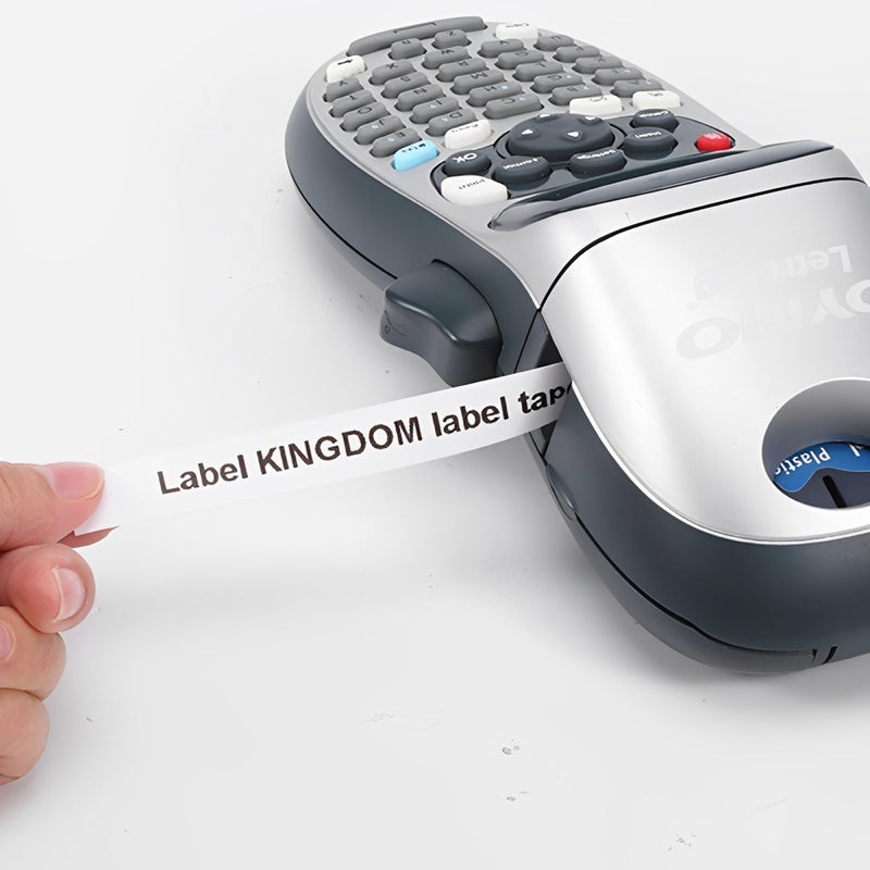 Label KINGDOM 10-Pack Replace for Dymo LetraTag Refills 91331 S0721660 Plastic Label Maker Tape Used for Dymo LetraTag LT100H Plus QX50  1/2 Inch x 23 Feet  Black on White - Image 2